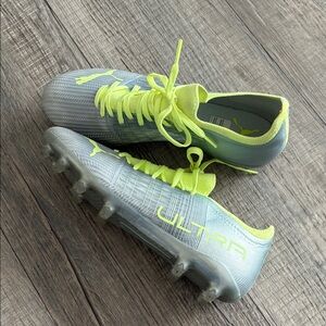 Puma Ultra Cleats in Silver and Neon Green